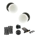 Old English Skipton Door Knob Pack (Lock Set - Horizontal Bathlock, 4" Slim Knuckle Hinges x2) - Matt Black