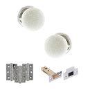 Old English Skipton Door Knob Pack (Latch Set - 4" HD Latch, 3" Fire Rated Hinges x3) - Polished Chrome