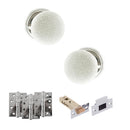 Old English Skipton Door Knob Pack (Latch Set - 4" HD Latch, 4" Fire Rated Hinges x3) - Polished Chrome