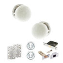 Old English Skipton Door Knob Pack (Lock Set - 3" Latch & Deadlock, 4" Slim Knuckle Hinges x2) - Polished Chrome