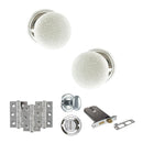 Old English Skipton Door Knob Pack (Lock Set - Horizontal Bathlock, 3" Fire Rated Hinges x3) - Polished Chrome