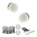 Old English Skipton Door Knob Pack (Lock Set - Horizontal Sashlock, 4" Fire Rated Hinges x3) - Polished Chrome