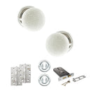 Old English Skipton Door Knob Pack (Lock Set - Horizontal Sashlock, 4" Slim Knuckle Hinges x2) - Polished Chrome