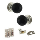 Old English Whitby Door Knob Pack (Latch Set - 4" HD Latch, 4" Slim Knuckle Hinges x2) - Polished Nickel