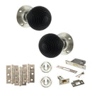 Old English Whitby Door Knob Pack (Lock Set - 3" Latch & Deadlock, 3" Fire Rated Hinges x3) - Polished Nickel