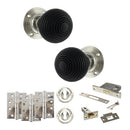 Old English Whitby Door Knob Pack (Lock Set - 3" Latch & Deadlock, 4" Fire Rated Hinges x3) - Polished Nickel