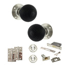 Old English Whitby Door Knob Pack (Lock Set - 3" Latch & Deadlock, 4" Slim Knuckle Hinges x2) - Polished Nickel