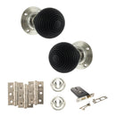Old English Whitby Door Knob Pack (Lock Set - Horizontal Sashlock, 3" Fire Rated Hinges x3) - Polished Nickel