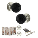 Old English Whitby Door Knob Pack (Lock Set - Horizontal Sashlock, 4" Fire Rated Hinges x3) - Polished Nickel