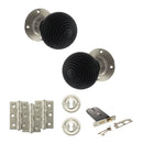Old English Whitby Door Knob Pack (Lock Set - Horizontal Sashlock, 3" Fire Rated Hinges x3) - Satin Nickel