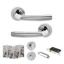 STATUS Nevada Door Handle Pack (Bathroom Set - 3" CE Bathroom Lock, 4" Fire Rated Hinges x3) - Polished Chrome