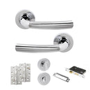 STATUS Nevada Door Handle Pack (Bathroom Set - 3" CE Bathroom Lock, 4" Slim Knuckle Hinges x2) - Polished Chrome