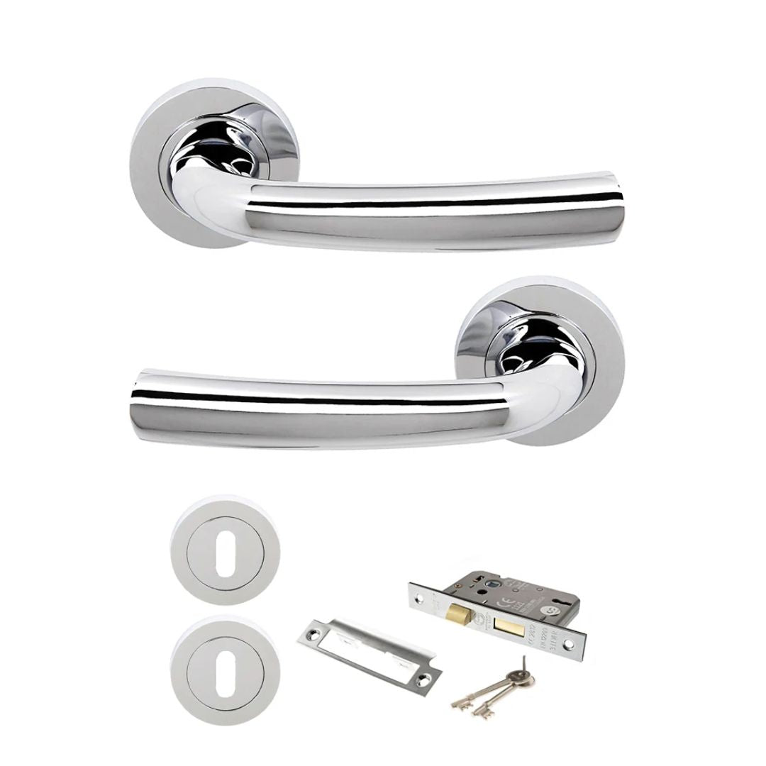 Atlantic S21R Status Nevada on Round Rose Door Handle Pack