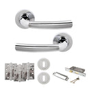 STATUS Nevada Door Handle Pack (3 Lever Lock Set - 2.5" CE Sashlock, 4" Fire Rated Hinges x3) - Polished Chrome