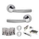 STATUS Nevada Door Handle Pack (Euro Lock Set - 2.5" CE Sashlock, 4" Fire Rated Hinges x3) - Polished Chrome