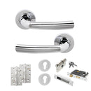 STATUS Nevada Door Handle Pack (Euro Lock Set - 2.5" CE Sashlock, 4" Slim Knuckle Hinges x2) - Polished Chrome