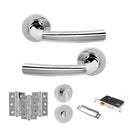 STATUS Nevada Door Handle Pack (Bathroom Set - 2.5" CE Bathroom Lock, 3" Premium Hinges x3) - Polished Chrome