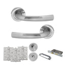 STATUS Nevada Door Handle Pack (Bathroom Set - 3" CE Bathroom Lock, 4" Fire Rated Hinges x3) - Satin Chrome