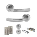 STATUS Nevada Door Handle Pack (Bathroom Set - 2.5" CE Bathroom Lock, 4" Slim Knuckle Hinges x2) - Satin Chrome