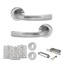 STATUS Nevada Door Handle Pack (3 Lever Lock Set - 2.5" CE Sashlock, 4" Fire Rated Hinges x3) - Satin Chrome