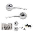 STATUS Arizona Door Handle Pack (Bathroom Set - 3" CE Bathroom Lock, 4" Fire Rated Hinges x3) - Polished Chrome
