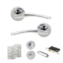 STATUS Arizona Door Handle Pack (Bathroom Set - 3" CE Bathroom Lock, 4" Slim Knuckle Hinges x2) - Polished Chrome