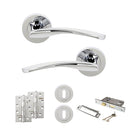 STATUS Arizona Door Handle Pack (3 Lever Lock Set - 2.5" CE Sashlock, 4" Slim Knuckle Hinges x2) - Polished Chrome