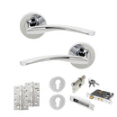 STATUS Arizona Door Handle Pack (Euro Lock Set - 2.5" CE Sashlock, 4" Slim Knuckle Hinges x2) - Polished Chrome