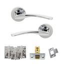 STATUS Arizona Door Handle Pack (Latch Set - 3" CE Latch, 4" Fire Rated Hinges x3) - Polished Chrome