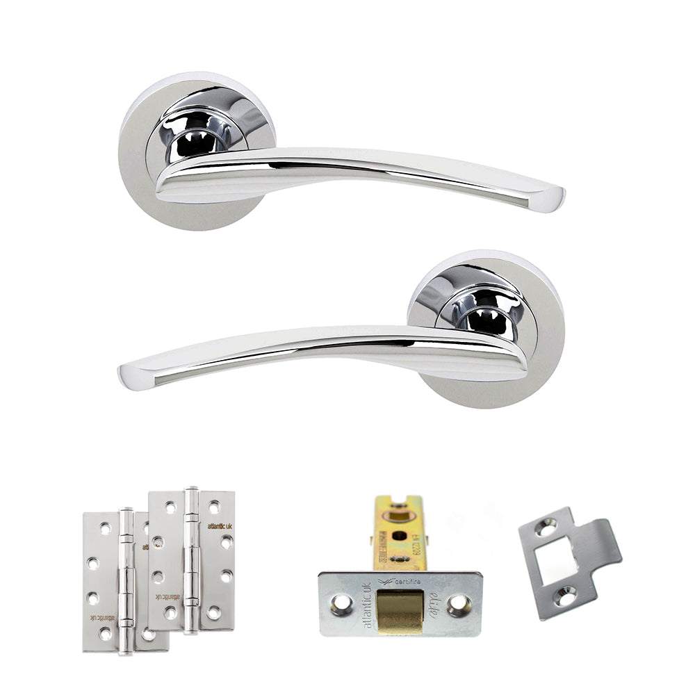 STATUS Arizona Door Handle Pack (Latch Set - 3" CE Latch, 4" Slim Knuckle Hinges x2) - Polished Chrome