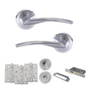 STATUS Arizona Door Handle Pack (Bathroom Set - 3" CE Bathroom Lock, 4" Fire Rated Hinges x3) - Satin Chrome