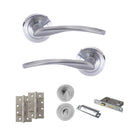 STATUS Arizona Door Handle Pack (Bathroom Set - 2.5" CE Bathroom Lock, 4" Slim Knuckle Hinges x2) - Satin Chrome