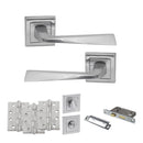 STATUS California Door Handle Pack (Bathroom Set - 2.5" CE Bathroom Lock, 4" Fire Rated Hinges x3) - Satin Chrome