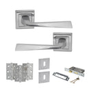 STATUS California Door Handle Pack (3 Lever Lock Set - 3" CE Sashlock, 3" Premium Hinges x3) - Satin Chrome