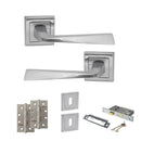 STATUS California Door Handle Pack (3 Lever Lock Set - 2.5" CE Sashlock, 4" Slim Knuckle Hinges x2) - Satin Chrome