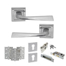 STATUS California Door Handle Pack (Euro Lock Set - 3" CE Sashlock, 3" Premium Hinges x3) - Satin Chrome