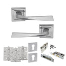STATUS California Door Handle Pack (Euro Lock Set - 2.5" CE Sashlock, 4" Fire Rated Hinges x3) - Satin Chrome