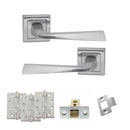 STATUS California Door Handle Pack (Latch Set - 2.5" CE Latch, 4" Fire Rated Hinges x3) - Satin Chrome