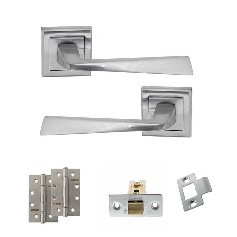 STATUS California Door Handle Pack (Latch Set - 3" CE Latch, 4" Slim Knuckle Hinges x2) - Satin Chrome
