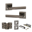 STATUS Kansas Door Handle Pack (3 Lever Lock Set - 3" CE Sashlock, 3" Premium Hinges x3) - Black Nickel