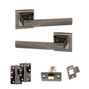 STATUS Kansas Door Handle Pack (Latch Set - 2.5" CE Latch, 4" Slim Knuckle Hinges x2) - Black Nickel