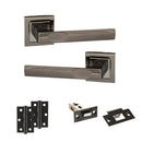 STATUS Kansas Door Handle Pack (Latch Set - 2.5" Latch, 3" Hinges x2) - Black Nickel
