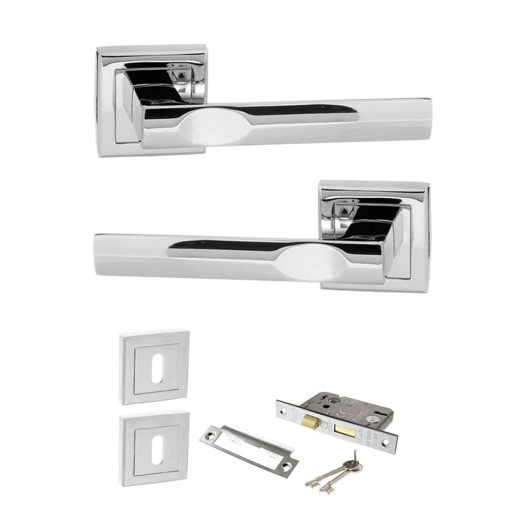 Atlantic S24S Status Kansas on Square Rose Door Handle Pack