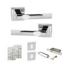 STATUS Kansas Door Handle Pack (3 Lever Lock Set - 3" CE Sashlock, 4" Slim Knuckle Hinges x2) - Polished Chrome
