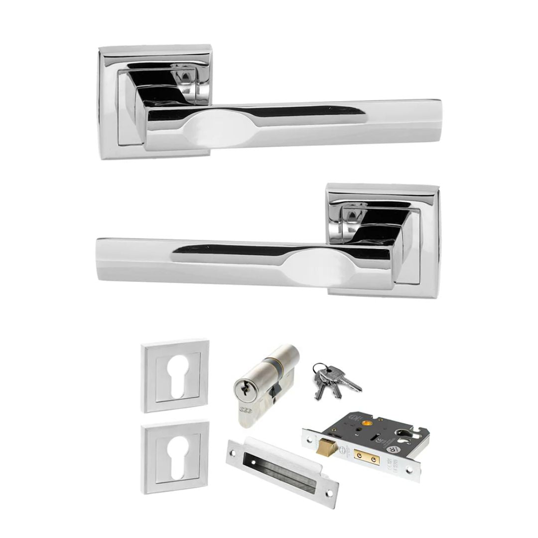 Atlantic S24S Status Kansas on Square Rose Door Handle Pack