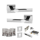 STATUS Kansas Door Handle Pack (Euro Lock Set - 2.5" CE Sashlock, 4" Fire Rated Hinges x3) - Polished Chrome