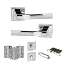 STATUS Kansas Door Handle Pack (Bathroom Set - 3" CE Bathroom Lock, 3" Premium Hinges x3) - Polished Chrome