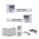 STATUS Kansas Door Handle Pack (Bathroom Set - 2.5" CE Bathroom Lock, 4" Fire Rated Hinges x3) - Satin Chrome
