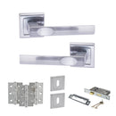 STATUS Kansas Door Handle Pack (3 Lever Lock Set - 3" CE Sashlock, 3" Premium Hinges x3) - Satin Chrome