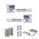 STATUS Kansas Door Handle Pack (3 Lever Lock Set - 2.5" CE Sashlock, 4" Slim Knuckle Hinges x2) - Satin Chrome